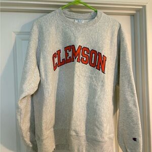 Champion Gray Clemson Crewneck Sweater